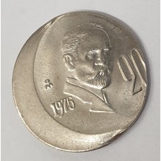 MEXICO 1975 . TWENTY 20 CENTAVOS COIN . ERROR . MIS-STRIKE